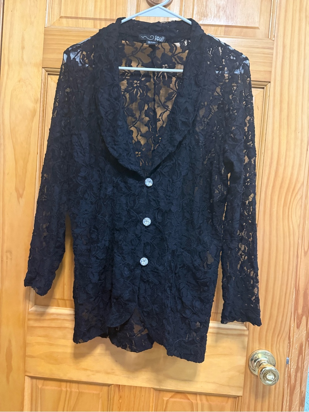 RXB Black collared Lace Button-Front Women's Top size m